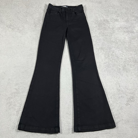 Paige Genevieve Jeans Womens 25 Flare Mid Rise Black  Stretch Rayon Blend - Picture 1 of 13